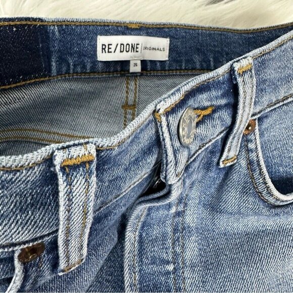 Re/Done Women's High Rise‎ Ankle Crop Mid 90s Fit Finish Skinny Jeans W26-28/L26 - Picture 5 of 10